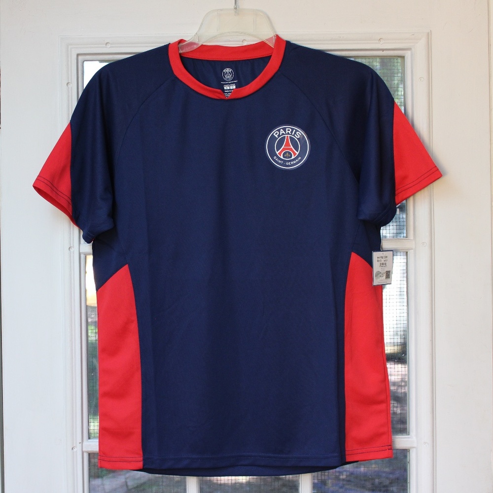 Paris Saint-Germain Blue Body Color Red Trim Short Sleeve Athletic Shirt